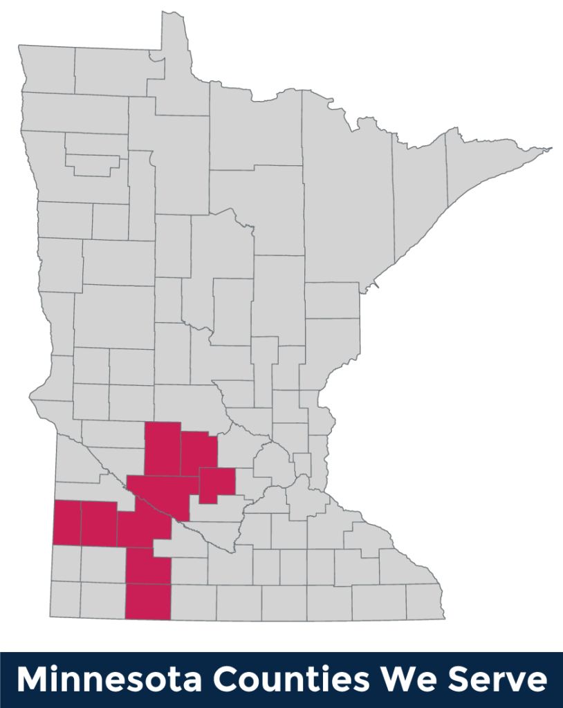 map of mn showing counties served