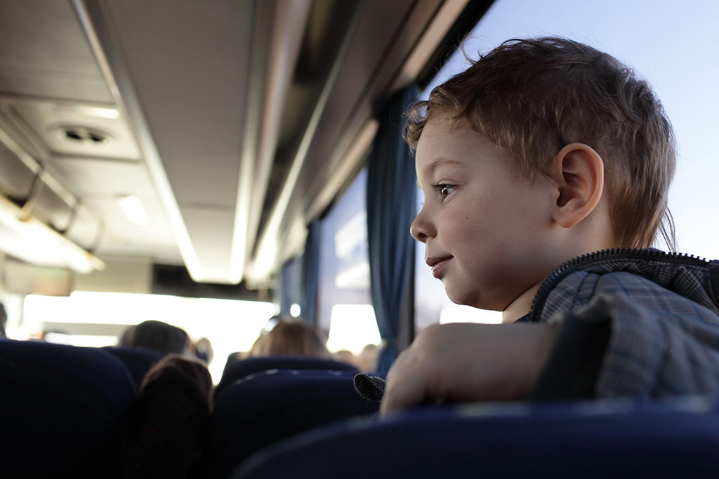 Portrait of a boy in the bus